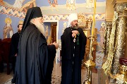 В Домовом храме в честь трех Казанских святителей.